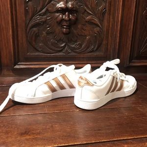 Rose gold adidas shoes